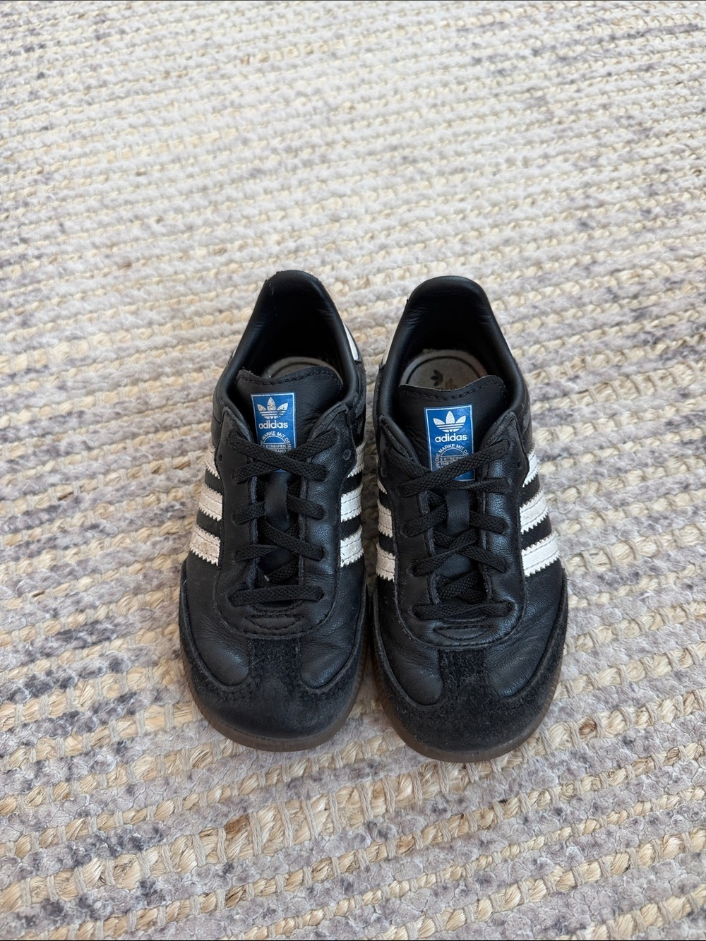 adidas Sambas Toddler Boy Black Sneakers with White Stripes size 8T